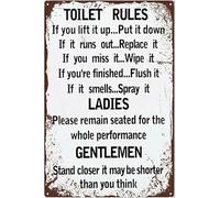 Targa in metallo vintage con scritta "Toilet Rules for Ladies and Gentlemen, 20,3 x 30,5 cm