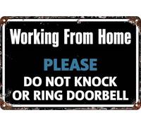 Targa in metallo vintage con scritta "Working From Home Please Do Not Knock Or Ring Doorbell", per casa, soggiorno, camera da letto, 20,3 x 30,5 cm