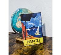 Targa in metallo vintage con souvenir da viaggio, vacanze, avventura, vacanze, 30 x 20 cm (Napoli, Italia)