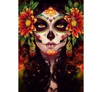 Targa in metallo vintage con teschio di zucchero Catrina Messico, decorazione artistica da parete, 20 x 30 cm