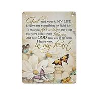 Targa in metallo vintage Dio ti ha tra le braccia Ti ho nel cuore Fiore Farfalla Targa in metallo Pittura in ferro Cucina Bagno Garage Bar Cafe Man Cave Wall Home Decor Art Poster Targa per esterni