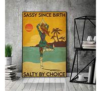 Targa in metallo vintage divertente da parete con scritta "Yoga Girl Beach Summer Time", 30,5 x 20,3 cm