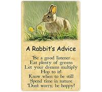Targa in metallo vintage Il consiglio di un coniglio Poster Coniglio vintage Poster retrò Decorazione della stanza divertente Targa in alluminio per camera da letto Bagno Ufficio Grotta dell'uomo Fa