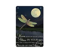 Targa in metallo vintage Libellula Luna piena A Ruler of the Skies Targa in metallo Pittura in ferro Cucina Bagno Garage Bar Cafe Man Cave Wall Home Decor Art Poster Targa per esterni Regali novità
