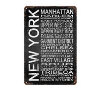 Targa in metallo vintage New York, decorazione per la casa, decorazione della stanza, decorazione da parete, decorazione per bagno, bar, bar, garage, casa colonica, 30,5 x 20,3 cm