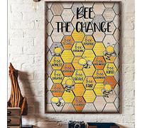 Targa in metallo vintage per garage, targa in metallo con scritta "Be The Change Bee Be Kind Be Fair Be Creative Be Honest", poster vintage in metallo per bar, club musicali, decorazione da parete per