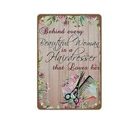 Targa in metallo vintage per saloni dietro ogni bella donna è un parrucchiere che ama il suo poster ferro dipinto casa cucina garage uomo grotta decorazione della parete targa arte poster regalo diver