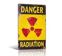 Targa in metallo vintage retrò con riproduzione "Danger Radiation Do Not Enter Warning