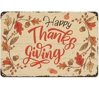 Targa in metallo vintage retrò con scritta "Happy Thanksgiving Pumpkin Autumn For Farmhouse Thanksgiving Fall Indoor and Outdoor Wall Decoration a Gift On Holidays Birthday Holidays 30,5 x 40,6 cm