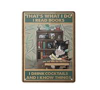 Targa in metallo vintage smoking gatto ecco cosa faccio io leggo libri bevo cocktail e so cose poster targa in metallo pittura in ferro cucina bagno garage bar caffetteria uomo grotta parete decorazio