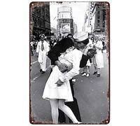 Targa in metallo vintage - VJ Day marinaio baciare infermiera cartello romantico bacio bianco e nero poster decorazione da parete placca per casa bar pub club caffetteria soggiorno camera da letto