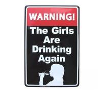 Targa In Metallo Warn Girls Drinking Happy Hr Metal Signboard Decorative Poster Segno Lamiera Divertente Tin Sign Per Soggiorno Bagno Ristorante 20X30CM