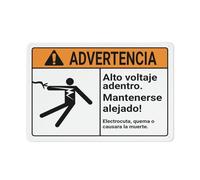 Targa In Metallo Warning High Voltage Inside Keep Out Spanish With Electrocution Graphic Poster Segno Lamiera Decorative Targhe Metallo Divertente Tin Sign Per Garage Cafe 20X30CM