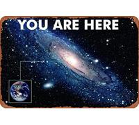 Targa In Metallo You Are Here Galaxy Solar System Human Earth Location In Outer Space Quadri Metallo Parete Decorazioni Per Giardino Cucina Caffè Negozi M