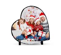 Targa in pietra fotografica personalizzata con testo, cornice per foto personalizzata in ardesia rocciosa con espositore, regali per la festa della mamma festa del papà compleann Natale San Valentino