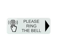 Targa in plastica acrilica con scritta "Please Ring The Bell", con freccia destra e grafica, 22,9 x 7,6 cm, autoadesiva, per porta o parete