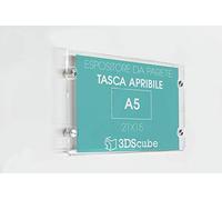 targa in plexiglass da parete a tasca apribile, porta avvisi e depliant formato A5 orizzontale 21×15 cm, completa di distanziali in alluminio spazzolato