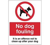 Targa in vinile autoadesiva con scritta in lingua inglese “No dog fouling It is an offence not to clean up after your dog after your dog