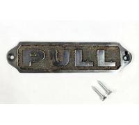 Targa insegna porta estraibile vintage in ottone massiccio finitura antica 13...