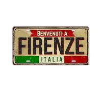 Targa Italia Metal Print • Targa in latta Città Italiana Provincia Comune • Firenze