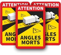 Targa magnetica "Angoli Morti" per la Francia I 17x25 cm I set da 3 I per camion autobus veicoli commerciali I pannello di segnalazione attenzione/avvertimento I resistente alle intemperie I hin680