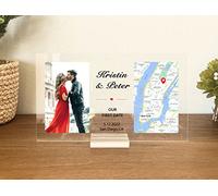 Targa Mappa Coppie Personalizzate • Regali Di Fidanzamento Anniversario • Regalo Per Lei Lui • Regalo Coppie Personalizzate • Targa Acrilica Mappa Primo Appuntamento Per Fidanzata Fidanzato
