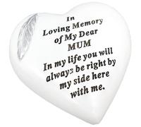 Targa Memoriale A Cuore Bianca Per La Tomba - Dettaglio Di Piuma - Mamma