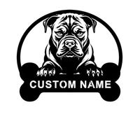 Targa metallica personalizzata con bulldog e osso di cane - Decorazione personalizzata a tema animale domestico per la casa, regalo per gli amanti dei bulldog e proprietari di animali domestici
