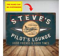 Targa metallica personalizzata stile aviazione casual - Decorazione bar vintage per piloti, tema aereo vintage, regalo perfetto per appassionati di aviazione, latta metallica 20x30 cm, decorazione per