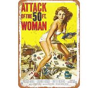 Targa metallica vintage del film 1958 Attack Of The 50 Foot Woman, 20,3 x 30,5 cm