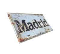 Targa metallica vintage Madrid - 30 x 15 cm, targa rustica da parete per bar, pub, garage, grotta uomo, decorazione per la casa
