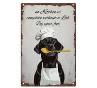 Targa Metallo Black Lab Dog Chef No Kitchen Is Complete Without A Lab By Your Feet Targa Con Stampe Divertente Vintage Pannello Poster Per Pub Murale Camera Da Letto S
