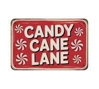 Targa Metallo Candy Cane Lane Peppermint Christmas Print Targhe Metallo Decorative Vintage Wall Placca Poster Per Pub Murale Camera Da Letto S