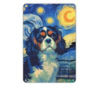 Targa Metallo Dog Cavalier Spaniel Starry Night Dog Print Targhe Metallo Divertente Targa Con Stampe Per Cafe Pub Ristorante M