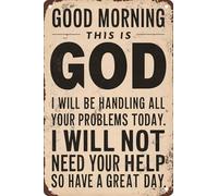 Targa Metallo Good Morning This Is God I Will Be Handling All Your Problems Today Retrò Cartello Targa Durevole Decorazione Da Parete Per Ufficio Letto Casa S