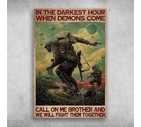Targa Metallo in The Darkest Hour When Demons Come Call On Me Brother,Segno del Metallo,Bagno,Cucina,Targhe da Parete,Bar S