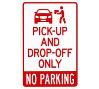Targa Metallo Pick Up And Drop Off Solely No Parking With Graphic Warning Securitys, Safety Street Road Targhe Metallo Nostalgica Vintage Wall Placca Poster M