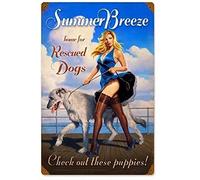 Targa Metallo Retro Summer Breeze For Rescued Dog Check Out These Puppies Cafeation Targhe Metallo Decorative Art Targas Vintages Per Pub Bar Bagno M