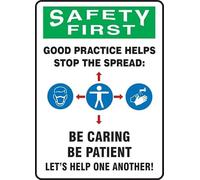 Targa Metallo Safety First: Good Practice Helps Stop The Spread Be Caring Be Patient Let'S Help One Some Othe Vintage Pannello Poster Decorative Vintage Wall Placca Poster Per Casa Garage Pub S