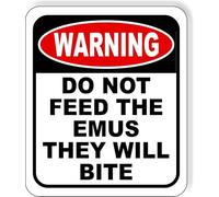 Targa Metallo Warning Do Not Feed The Emus They Will Bite Art Targas Vintages Nostalgica Posters Segno Lamiera Per Bagno Club Soggiorno M