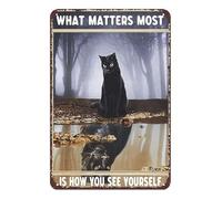 Targa Metallo What Matters Most Is How You See Yourself Cat Black Targhe Metallo Retrò Vintage Wall Placca Poster Per Cafe Murale Pub S