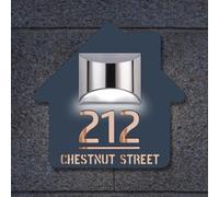 Targa moderna con numero civico e indirizzo civico con luce solare, in acrilico, con luce solare, per esterni, per cortile (grigio)