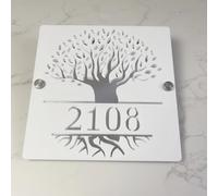 Targa moderna con numero civico in acrilico, tagliata al laser, decorazione per la porta di casa e la porta (bianco argento, 25 x 25 cm)