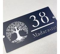 Targa moderna con numero civico in acrilico tagliato al laser, personalizzabile con numero civico, decorazione per la casa (nero bianco, 20 x 10 cm)