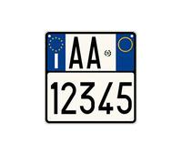 TARGA MOTO PROVVISORIA ALLUMINIO CON STAMPA UV - TOP QUALITA' GARANZIA 20 ANNI - REPLICA DEL ORIGINALE (13x13 cm)
