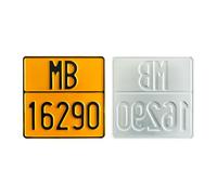 Targa Motocross in Alluminio Catarifrangente, Caratteri in Rilievo Punzonati, Resistente e Personalizzabile, Replica Targa per Gare di Motocross, Accessori Motocross Made in Italy