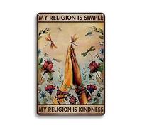 Targa My Religion Is Kindness Cartello In Metallo Appendere Decorazione Per Bar Pub Affari Ristoranti M