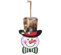 Targa natalizia in legno, decorazione natalizia con bella vista sul canale di Venezia, stampata per pupazzo di neve e renna, decorazioni per interni ed esterni per portico