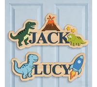 Targa Nome Personalizzata in Legno a Tema Dinosauri - Decorazione Murale 2D per Camera dei Bambini - Idea Regalo Creativa per Compleanno e Nascita