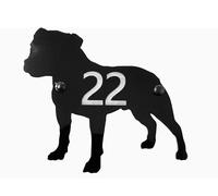 Targa Numero Casa Per Staffordshire Bull Terrier In Acrilico Nero